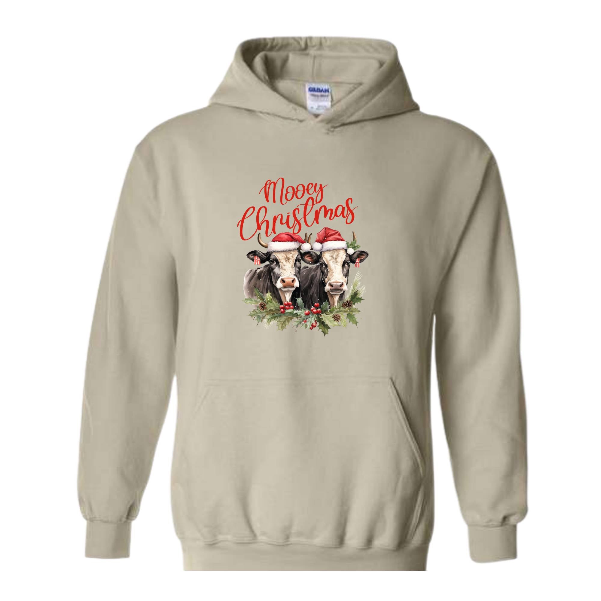 Mooey Christmas Hoodie, Christmas Hoodie, Christmas Gifts, Christmas Cow Hoodie, Christmas Animal Hoodie