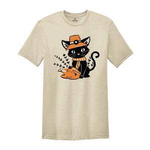 Cute Thanksgiving Cat Shirt, Black Cat Shirt, Funny Thanksgiving Tee, Turkey Day Shirt, Fall Shirt, Dinner Day Shirt