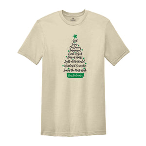 Names of Jesus Christmas Tree Shirt, Christmas Jesus Shirt, Names of God Shirt, Christian Christmas Shirt, Christmas Family Tee