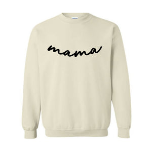 Custom Mama Sweatshirt with Kid Name on Sleeve, Personalized Mom Sweatshirt, Minimalist Momma Sweater, Gift for Mothers Day, Mama Crewneck