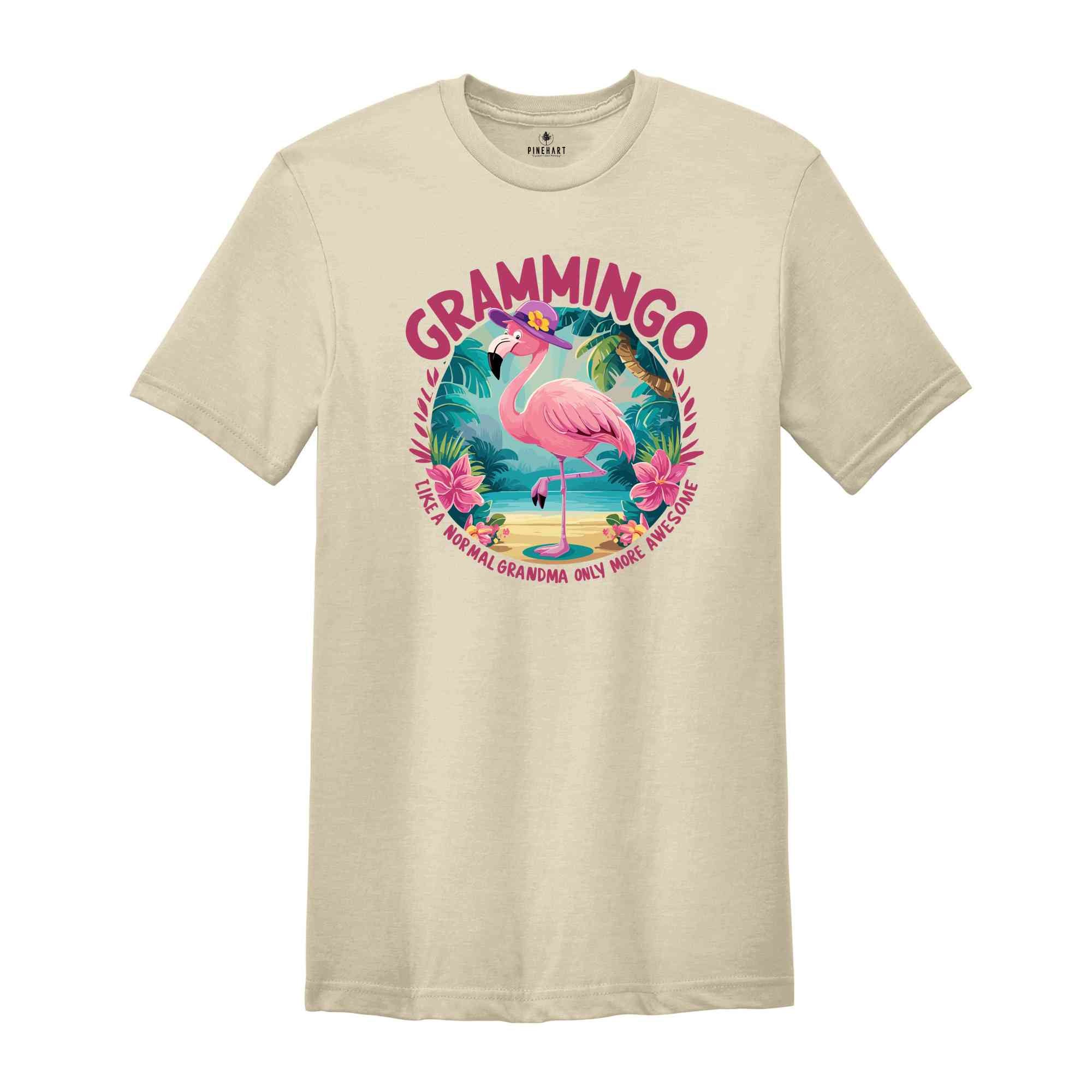 Grammingo Grandma Shirt, Grandma Gift, Grandma Shirt, Flamingo Grammingo Like A Normal Grandma Only More Awesome TShirt