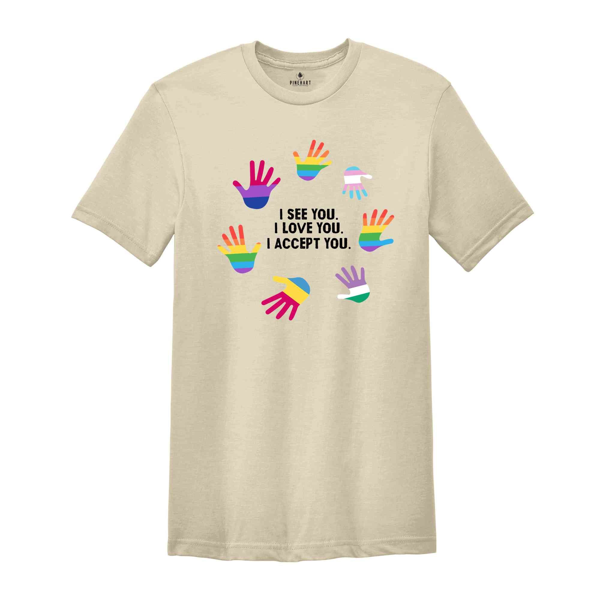 I See You I Love You I Accept You Shirt, Sarcastic Shirts, LGBTQ Shirt, Love Is Love Shirt, Pride Month Shirt, Retro LGBT Shirt