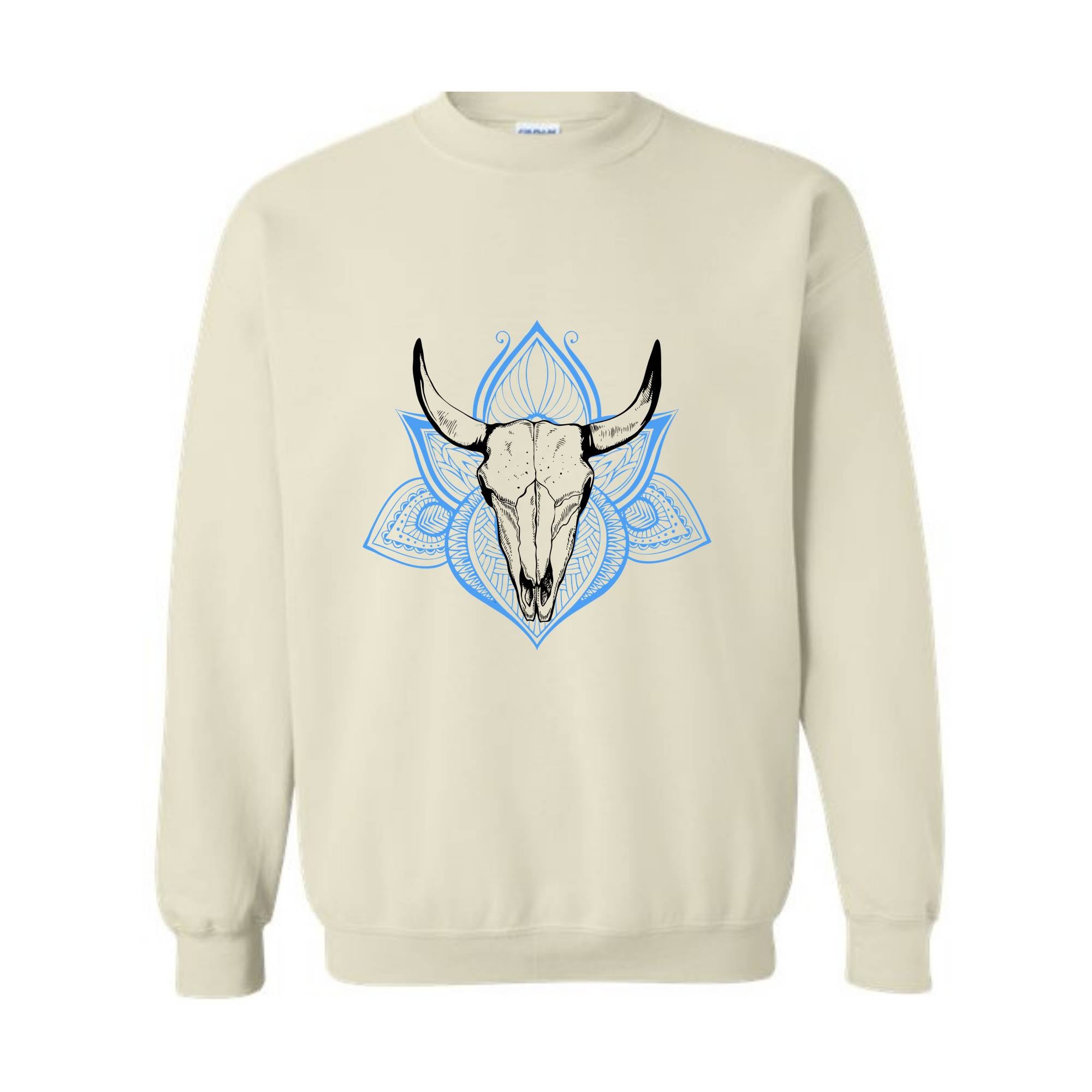 Boho Bull Skull Sweatshirt, Women's Country Sweatshirt, Wallen Sweatshirt, Cowboy Rodeo Sweater, Cowgirl Sweatshirt