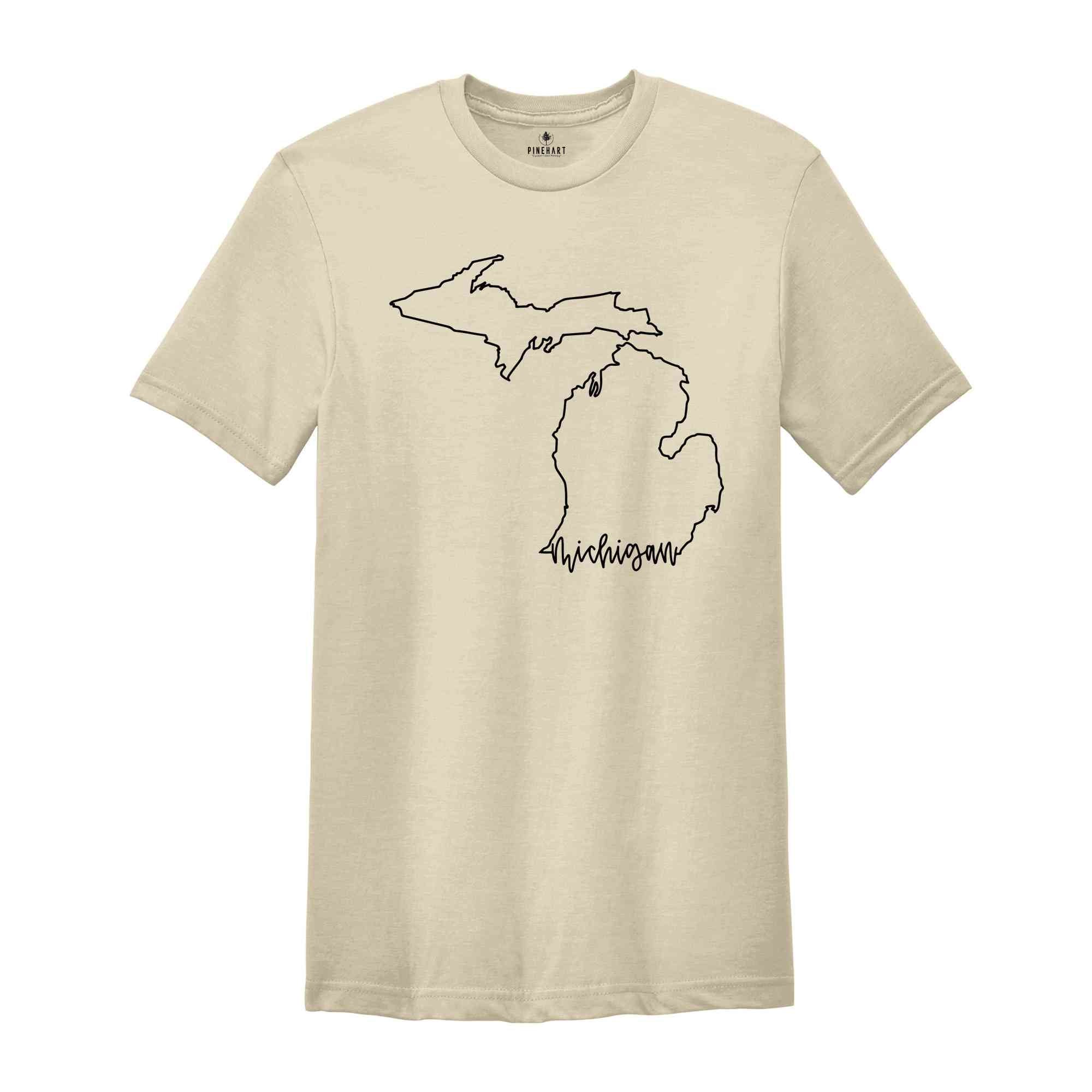 Michigan State Shirts, Michigan State Map Shirt, Michigan Travel Gifts, Michigan Clothing, Michigan Shirt, Michigan Apparel, Michigan Hoodie