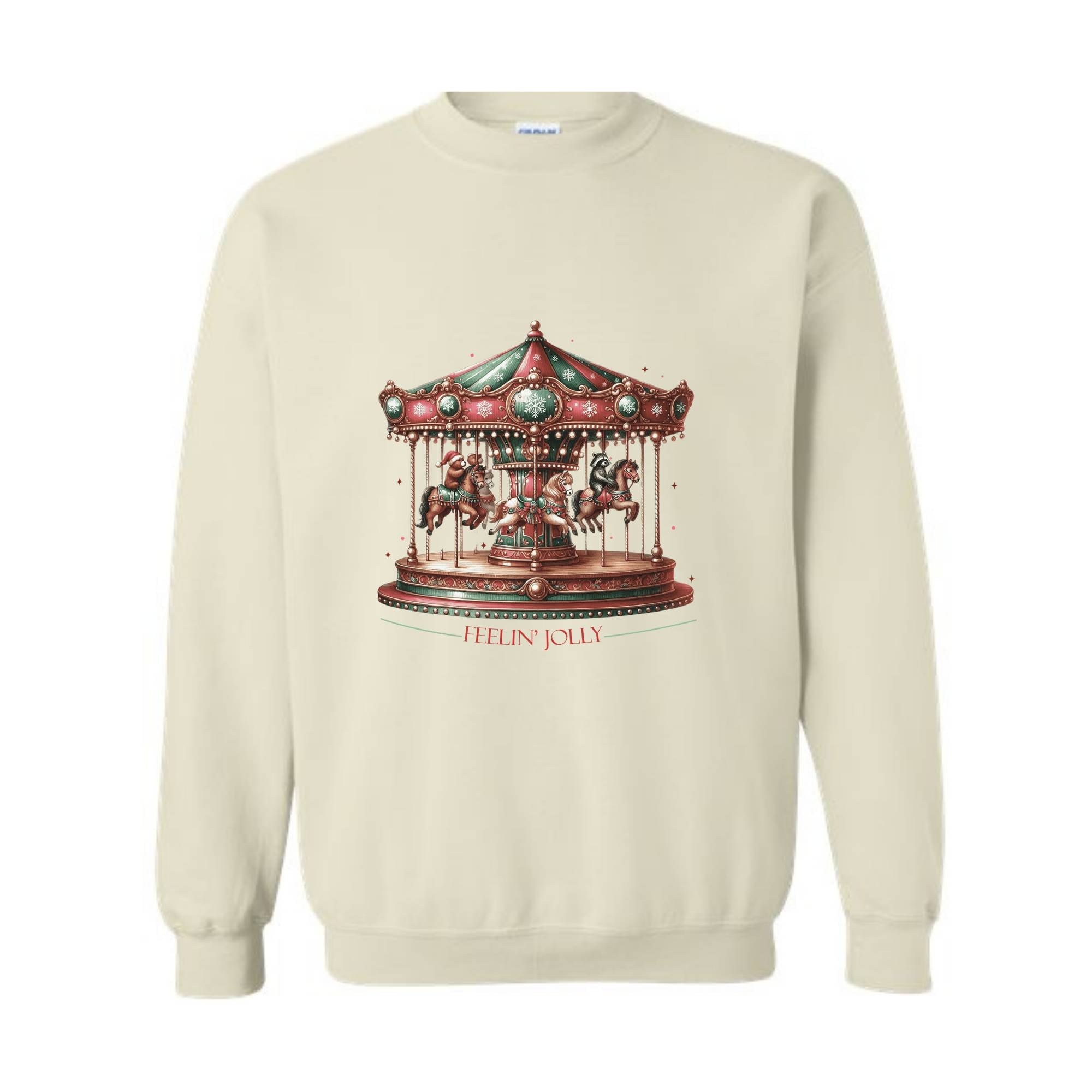 Feelin Jolly Carousel Christmas Sweatshirt, Perfect Holiday Gift, Cozy Winter Sweater, Cute Christmas Sweatshirt, Christmas Party Sweater