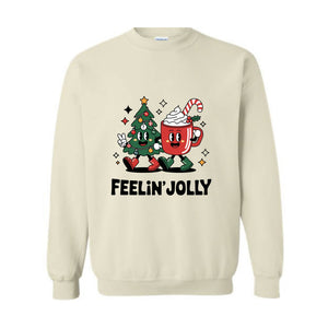 Feeling Jolly Christmas Sweatshirt, Retro Christmas Sweat, Christmas Mom Sweatshirt, Funny Christmas Tee