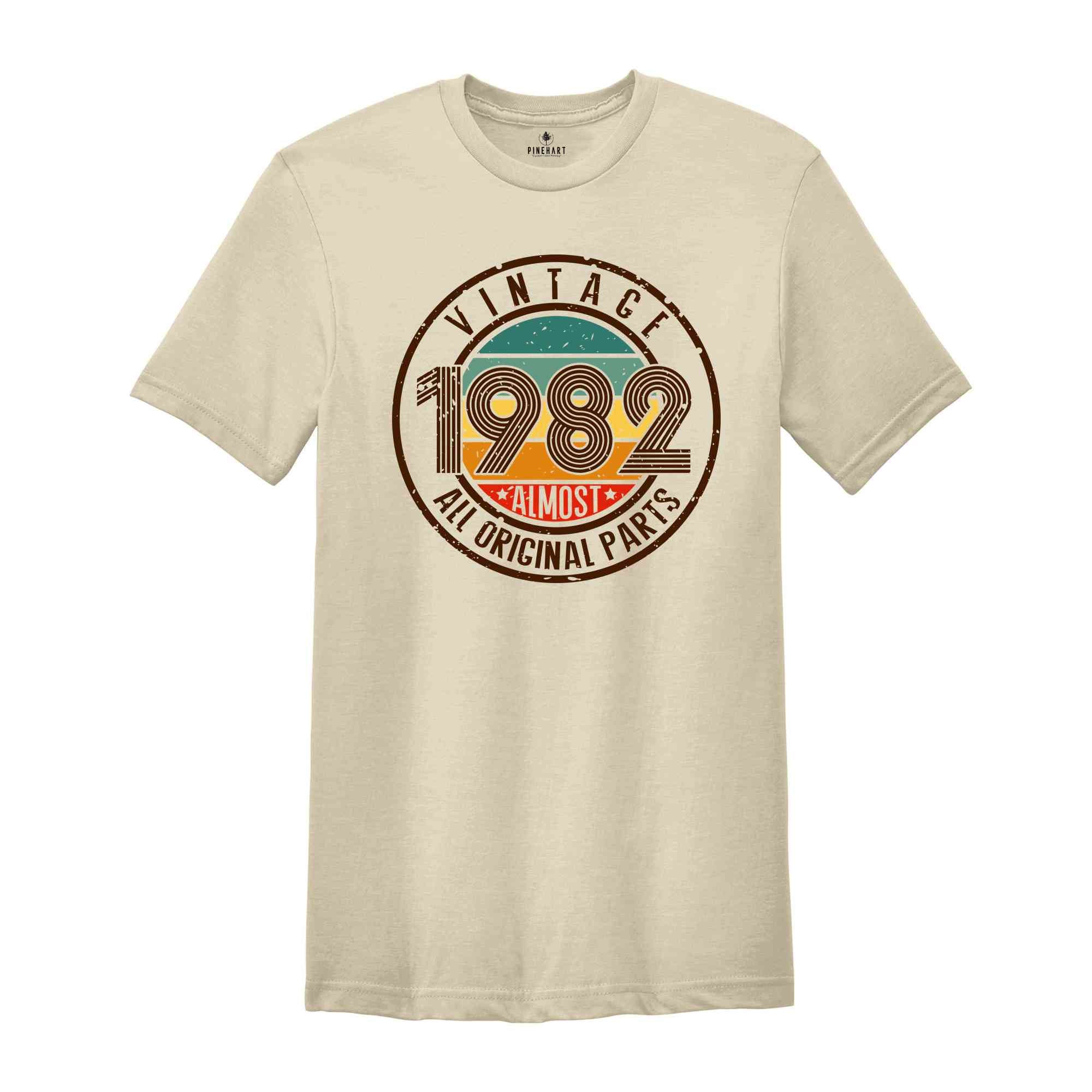 Vintage 1982 All Original Parts Shirt, 42nd Birthday Shirt, 1982 Birthday Shirt, Retro 42nd Birthday TShirt, 42 Years Birthday Shirt