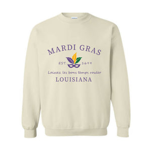 Mardi Gras Sweatshirt, Louisiana Sweatshirt, Mardi Gras Celebrations, Mardi Gras Wear, Louisiana State