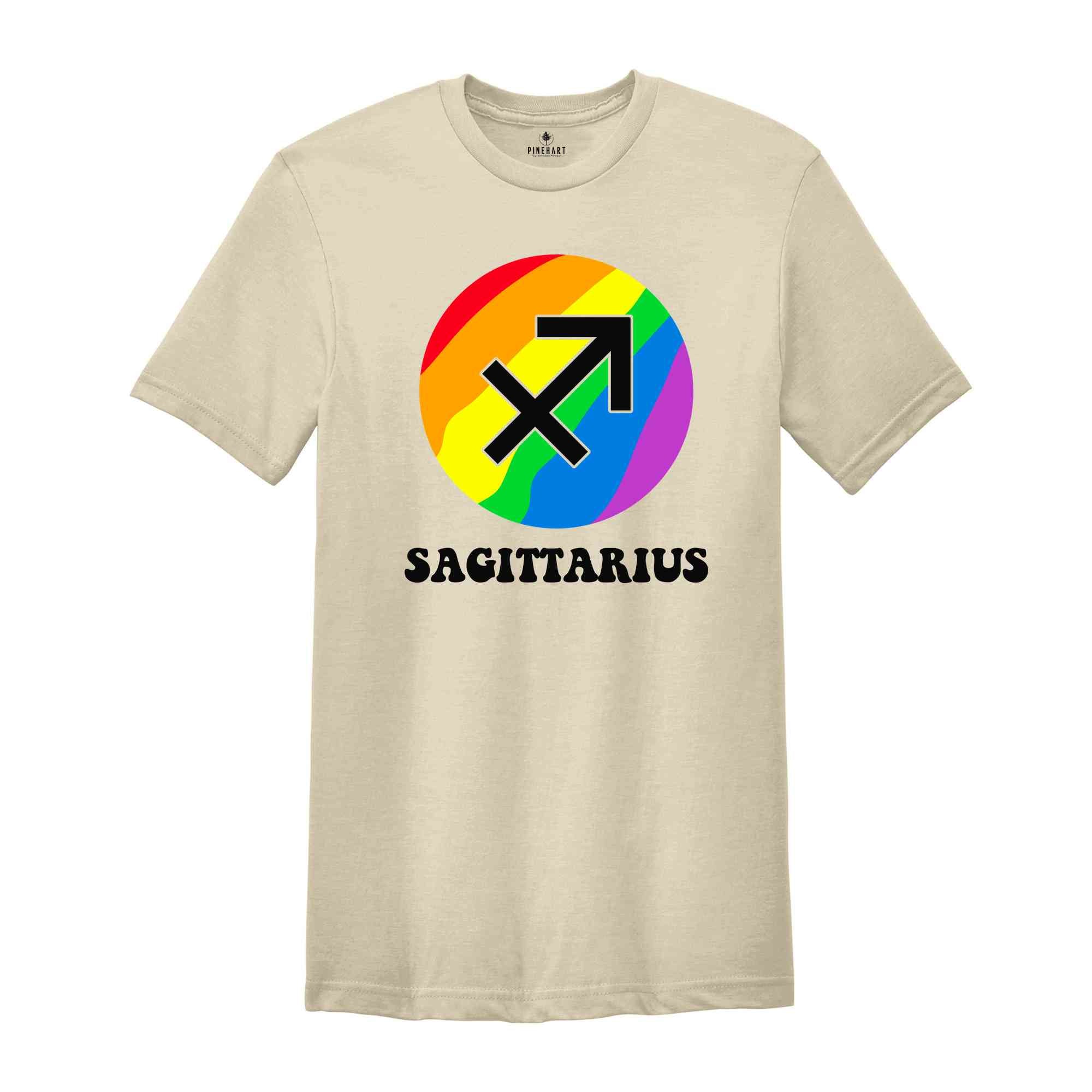 Sagittarius LGBT Shirt, Zodiac Sign Shirt, Sagittarius Birthday Shirt, LGBTQ Pride Shirt, Pride Month Shirt, Rainbow Shirt, Zodiac Tshirt