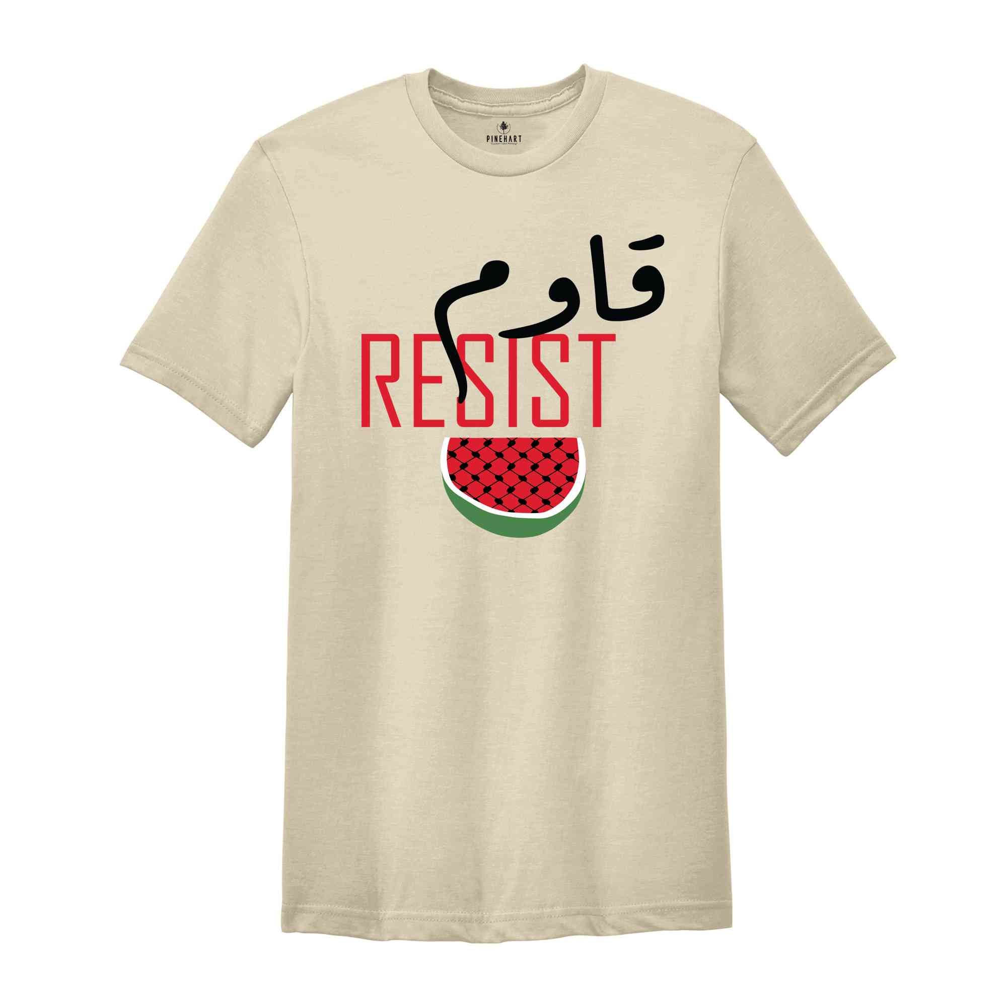 Resist T-Shirt, Stand With Palestine Tee, Stop The Genocide Shirt, Support Palestine Shirt, Free Gaza Tee, Watermelon Palestine Shirt