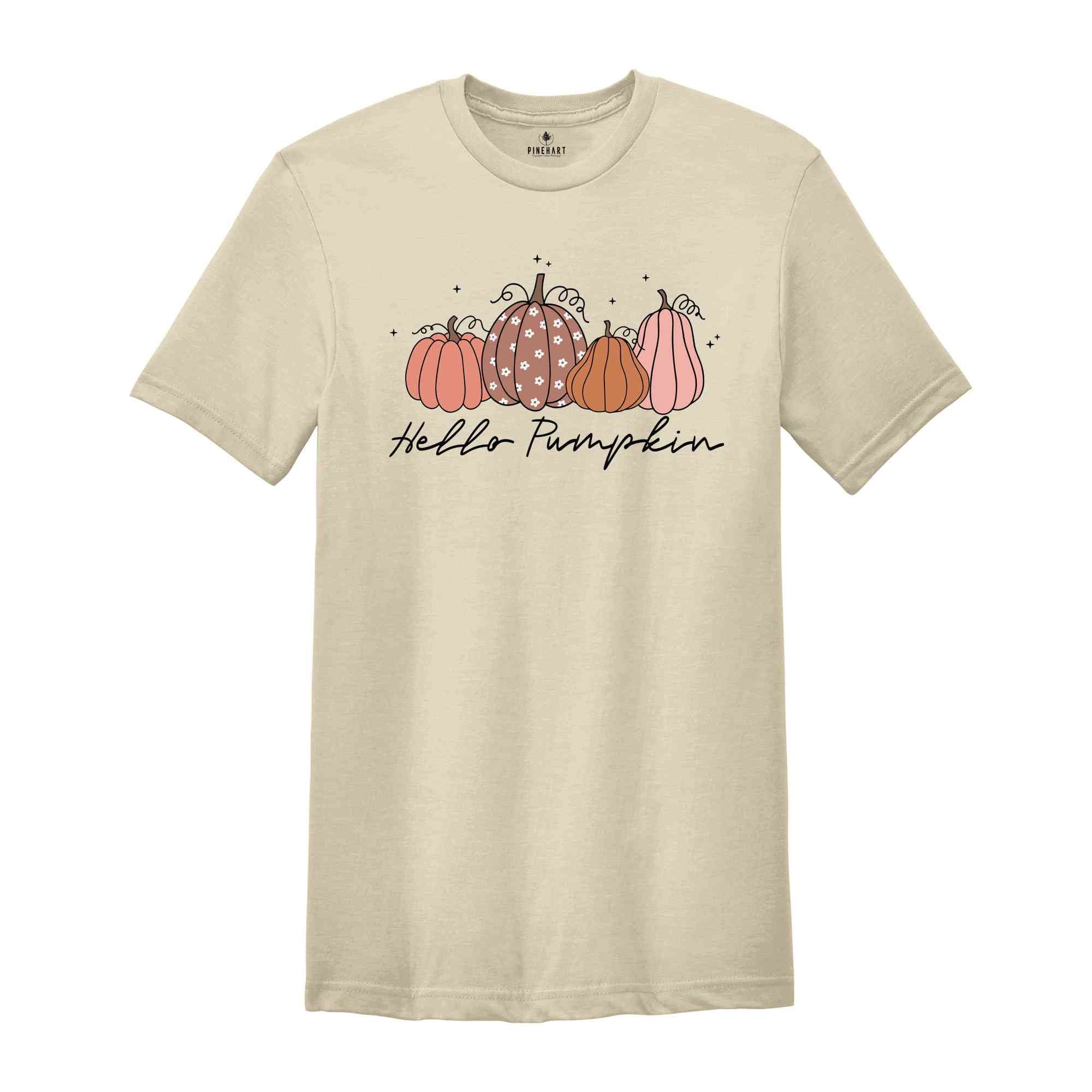 Hello Pumpkin Fall T-Shirt, Autumn Shirt, Pumpkin Lover Gifts, Fall Season Shirt, Thanksgiving Shirt, Pumpkins Tee