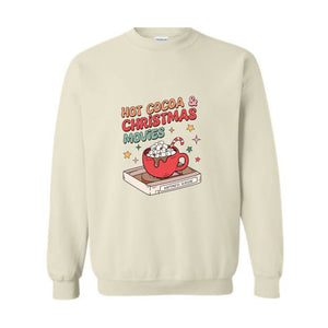 Hot Cocoa & Christmas Movies Sweatshirt, Christmas Sweatshirt, Retro Christmas Sweatshirt, Christmas Couple Sweatshirt