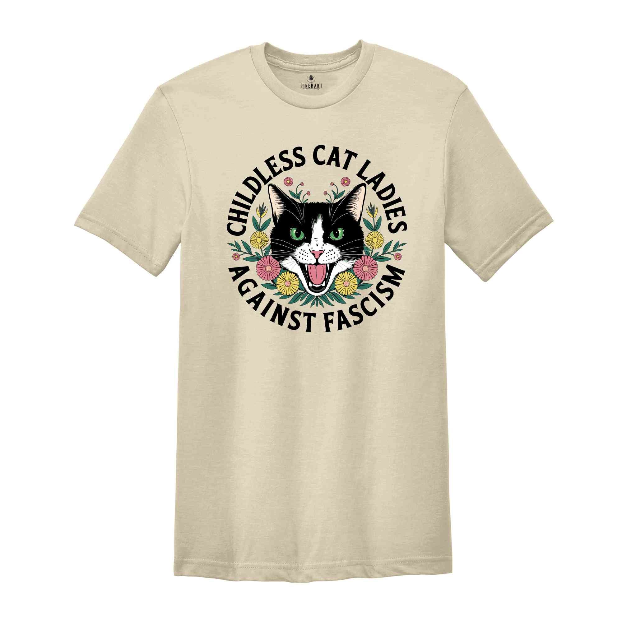 Childless Cat Lady Against Fascism Shirt, Feminist Shirt, Vote 2024, Cat Lady Shirt, Women Rights Shirt, Liberal Shirts, Anti Trump Shirt