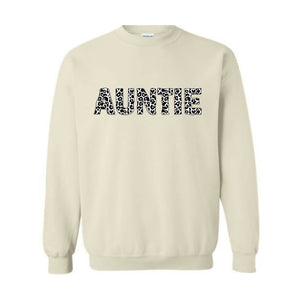 Auntie Sweatshirt, Western Auntie Sweatshirt, Cow Pattern Auntie Sweatshirt, Aunt Sweatshirt, Gift for Aunt, Western Family Gift