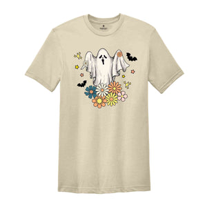 Retro Floral Ghost Halloween Shirt, Spooky Season Shirt, Halloween Party Shirt, Pumpkin Tee, Halloween Gifts