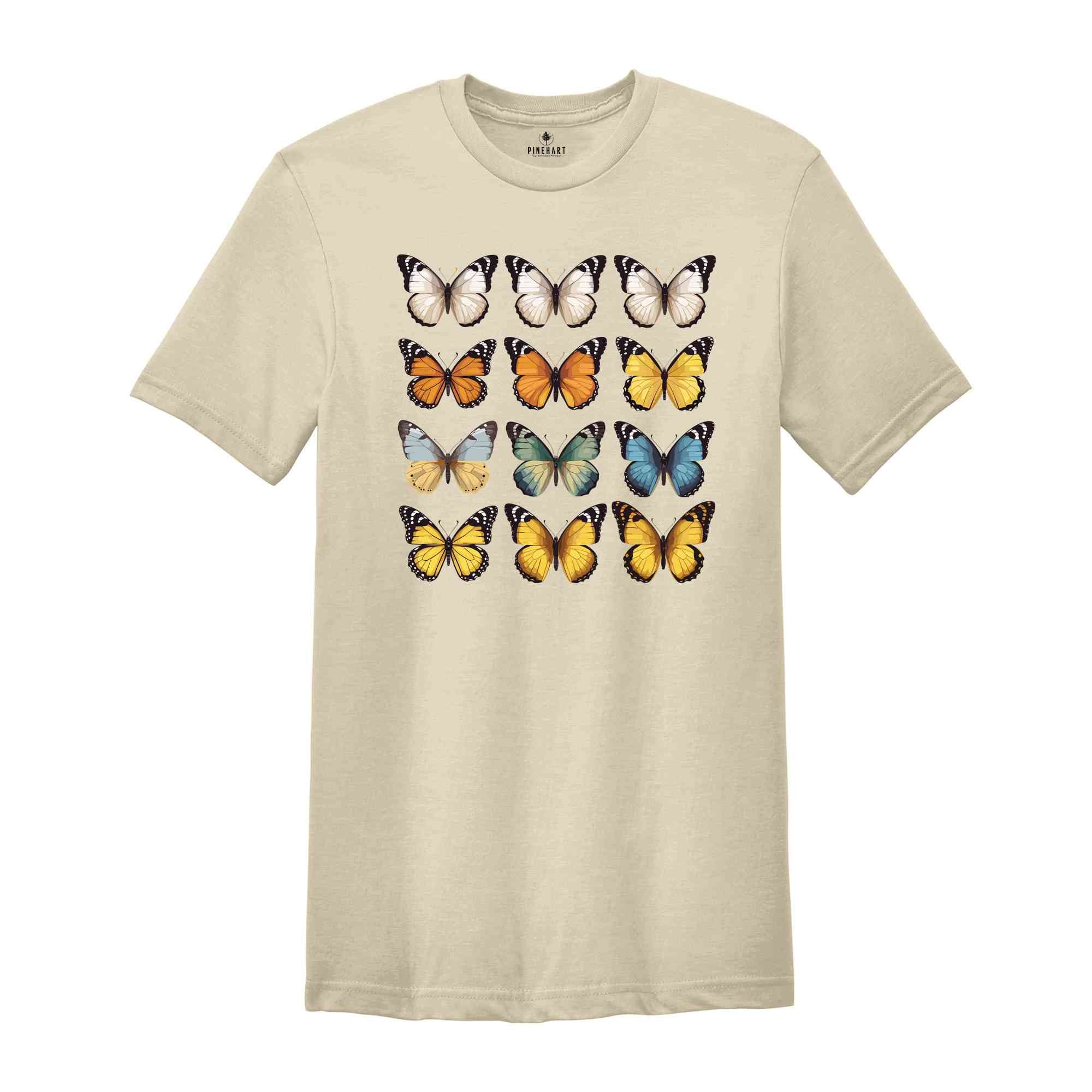 Butterfly Shirt, Butterflies Tee, Vintage Shirt, Minimalist T-Shirt, Tee Floral Shirt, Retro Butterflies Shirt, Nature Lover Shirt