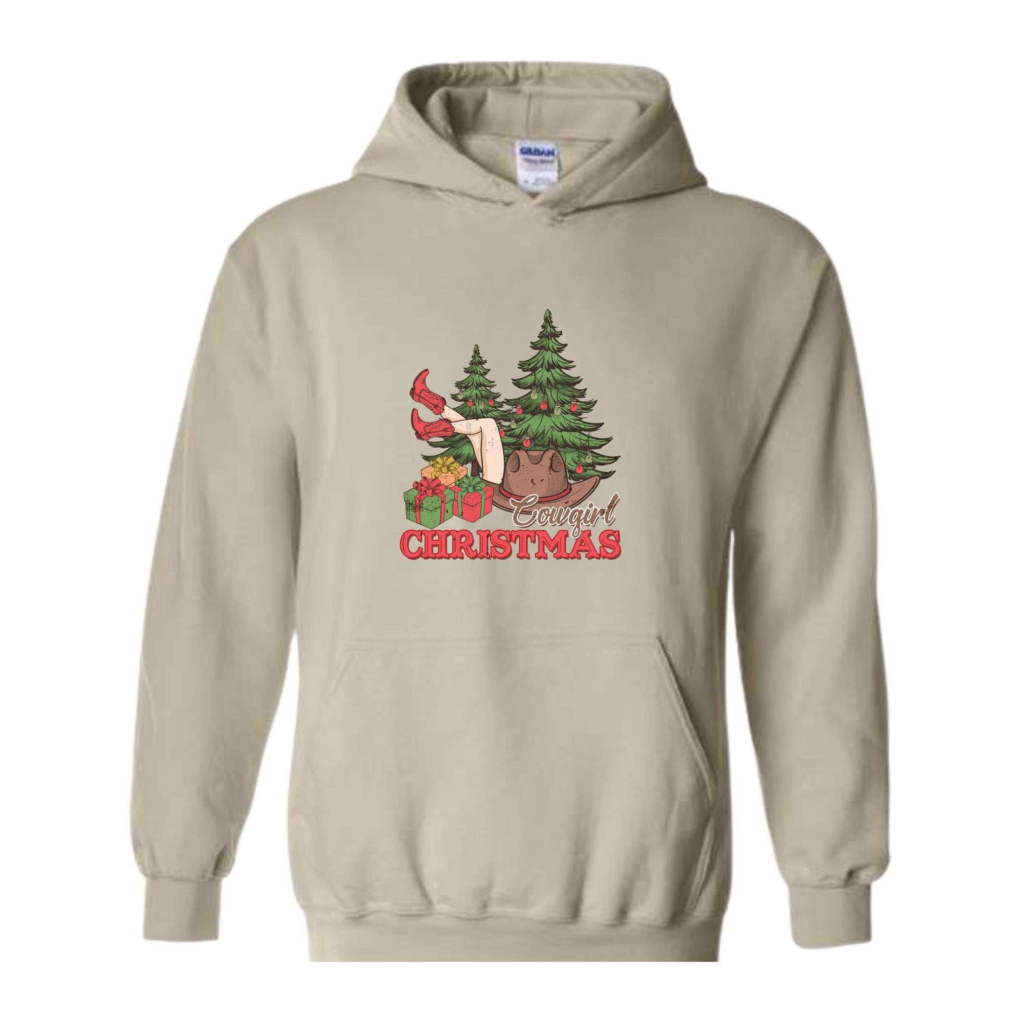 Cowgirl Christmas Tree Sweatshirt, Christmas Western Sweatshirt, Country Christmas Sweater, Western Santa Sweatshirt