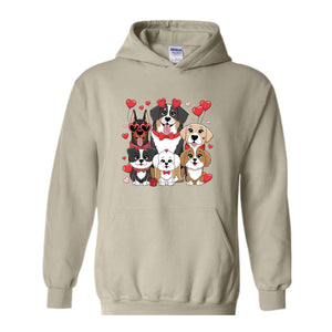 Valentines Dogs Sweatshirt, Dog Lover Valentines Gift, Valentines Hoodie, Dog Mom Hoodie, Dog Valentine Hoodie, Cute Valentines Sweatshirt