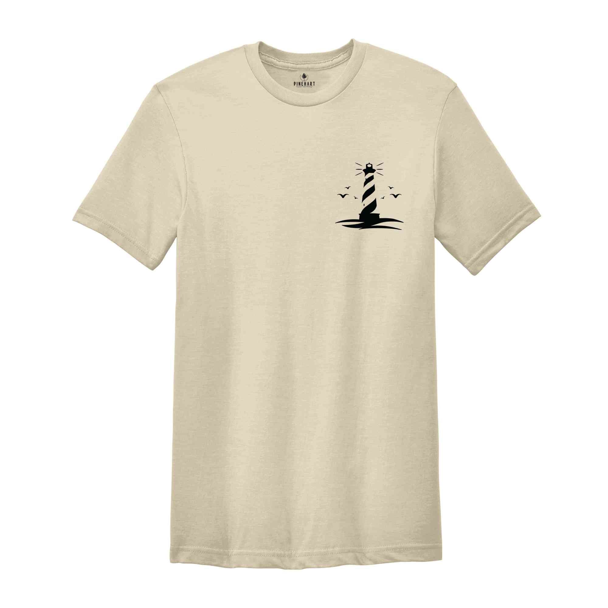 Lighthouse Pocket Shirt, Lighthouse and Seagulls T-Shirt, Cool Lighthouse T-Shirt, Girls Travel Shirts, Lighthouse Tee