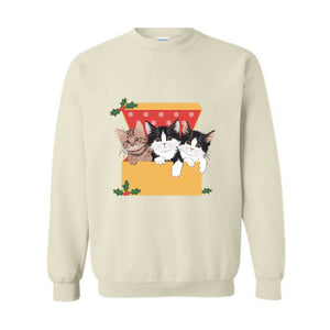 Cute Cat Christmas Sweatshirt, 90s Cat Christmas Hoodie, Retro Christmas Gift, Funny Cat Christmas Sweatshirt, Cat Lover Gift