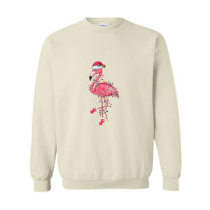 Chrismas Flamingo Sweatshirt, Cute Flamingo Sweater, Animal Christmas Sweatshirt, Santa Beach Sweatshirt, Tropical Christmas