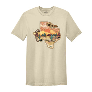 Texas Sunflower T-Shirt, Texas Map Shirt, Texas Country Shirt, Texas Gifts, Country Life Tee, Texas Trip Shirt