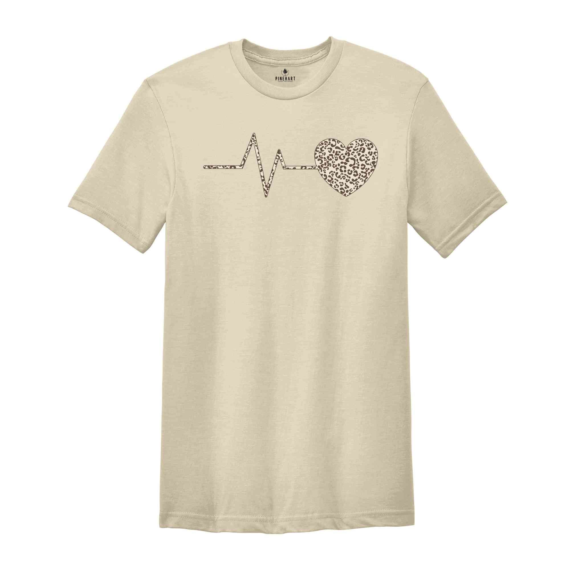 Leopard Heartbeat Shirt, Pulse Shirt, Nurse Shirt, Health Care Shirt, Leopard Heart Shirt, Lifeline Shirt, Cardiogram Shirt