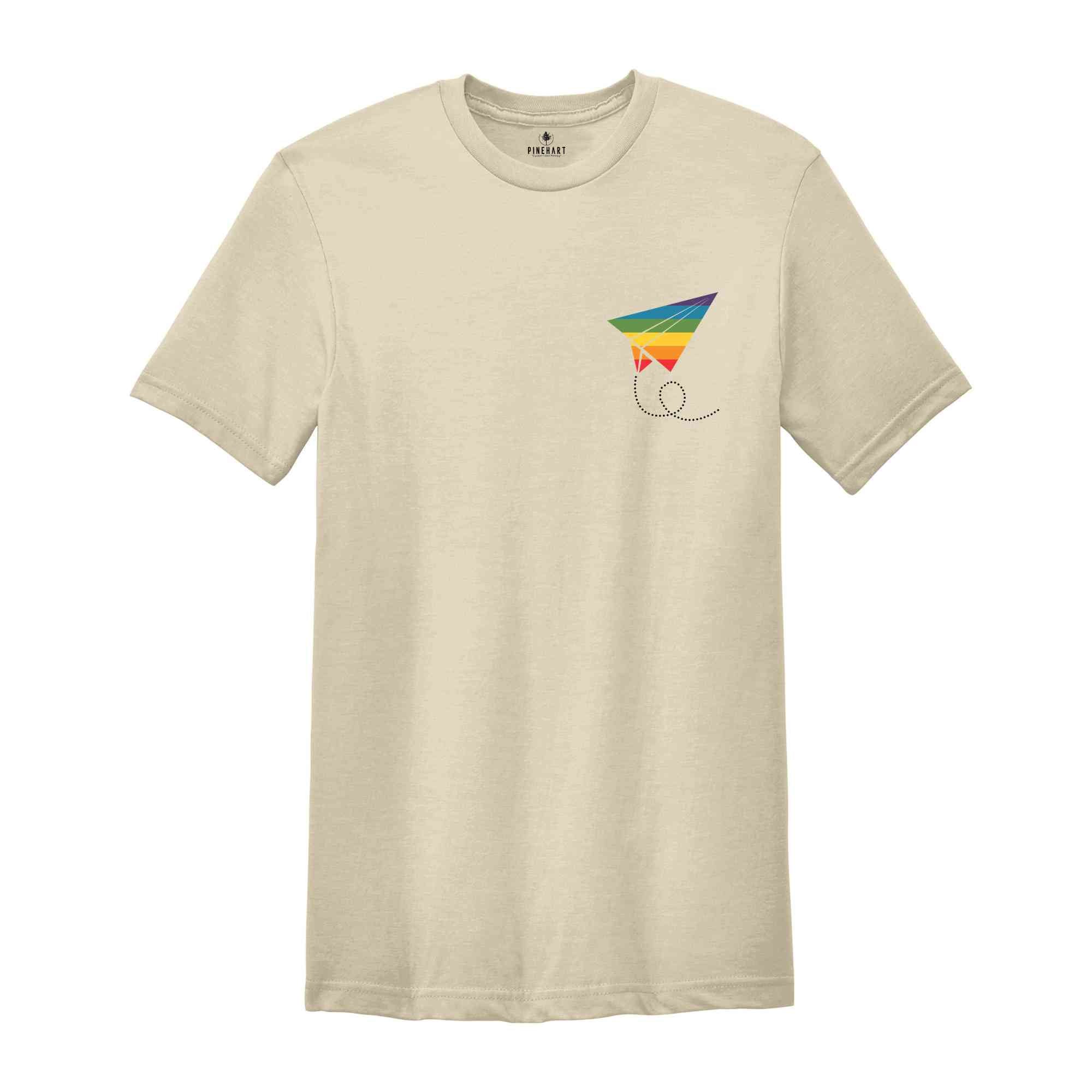 Pride Paper Plane Shirt, LGBT Flag Shirt, Bisexual Shirt, Lesbian T-Shirt, Rainbow Shirt, LGBT Pocket Shirt, Gay Pride Shirt