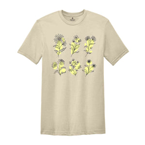 Wild Flower Shirt, Botanical Tee, Floral Tee, Flowers Shirt, Summer Shirt, Botanical Wild Flower Shirt,Plant Lover Tee.