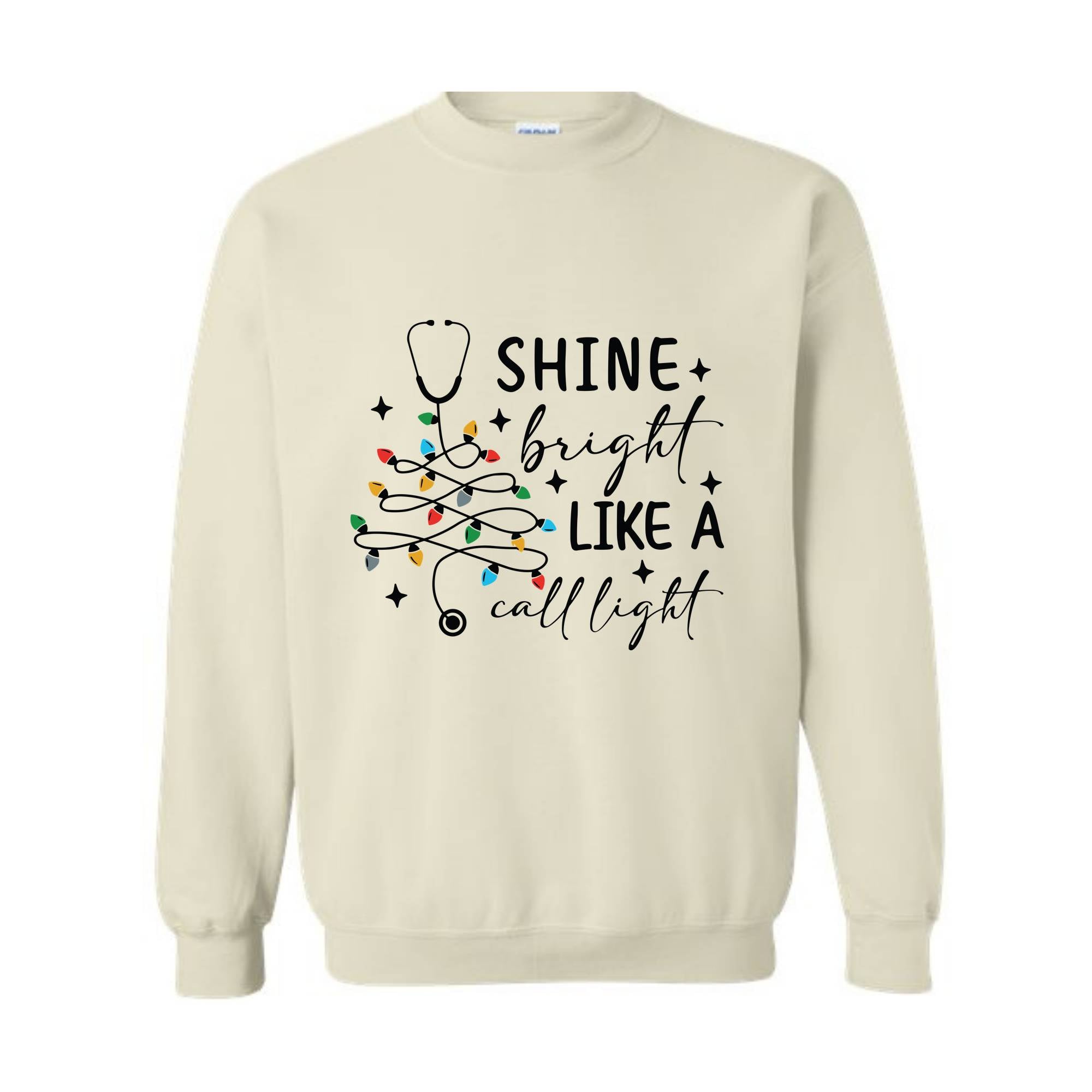 Shine Bright Like A Call Light Sweatshirt, Christmas Nurse Tree Hoodie, Christmas Gifts For Nurses, Christmas Sweater