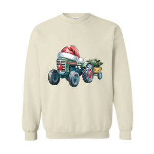 Tractor Christmas Sweatshirt, Christmas Boy Sweater, Santa Kids Shirt