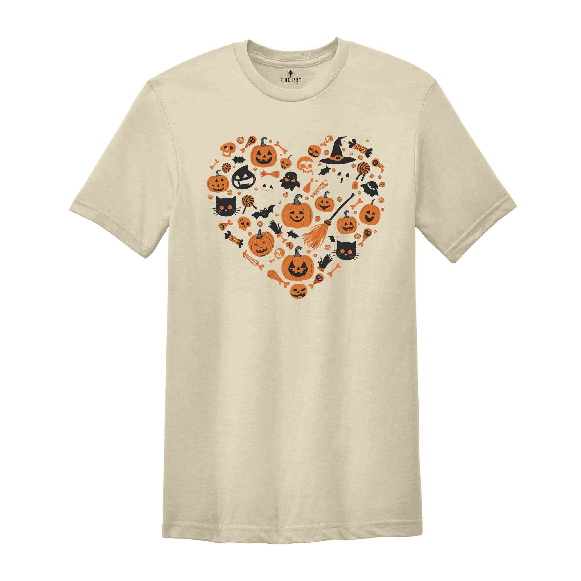 Halloween Heart Shirt, Spooky Season Shirt, Cute Ghost Shirt, Fall Rainbow Shirt, Autumn Shirt, Halloween Shirt