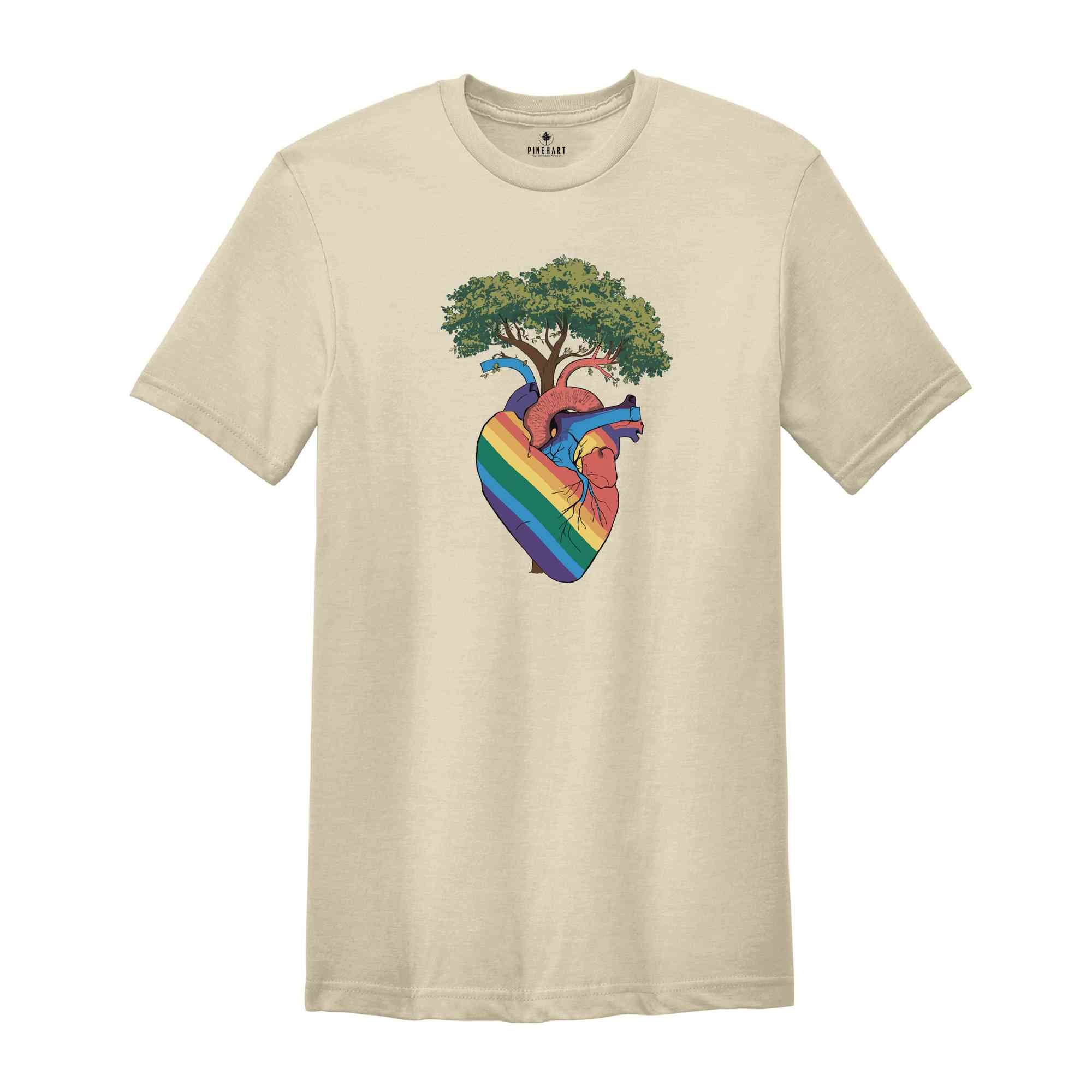 Progress Pride Shirt, Rainbow Pride Flag Gift, LGBT Shirt, Pride Month Festival Shirt, Inclusive Flag Shirt, Heart Tree of Life Shirt