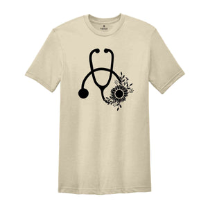 Cute Nurse T-Shirt, Floral Stethoscope T Shirt, Nursing School Gift, Healthcare Gift, Medicine Shirt, Doctor Tshirt, Medical Assistant Tees