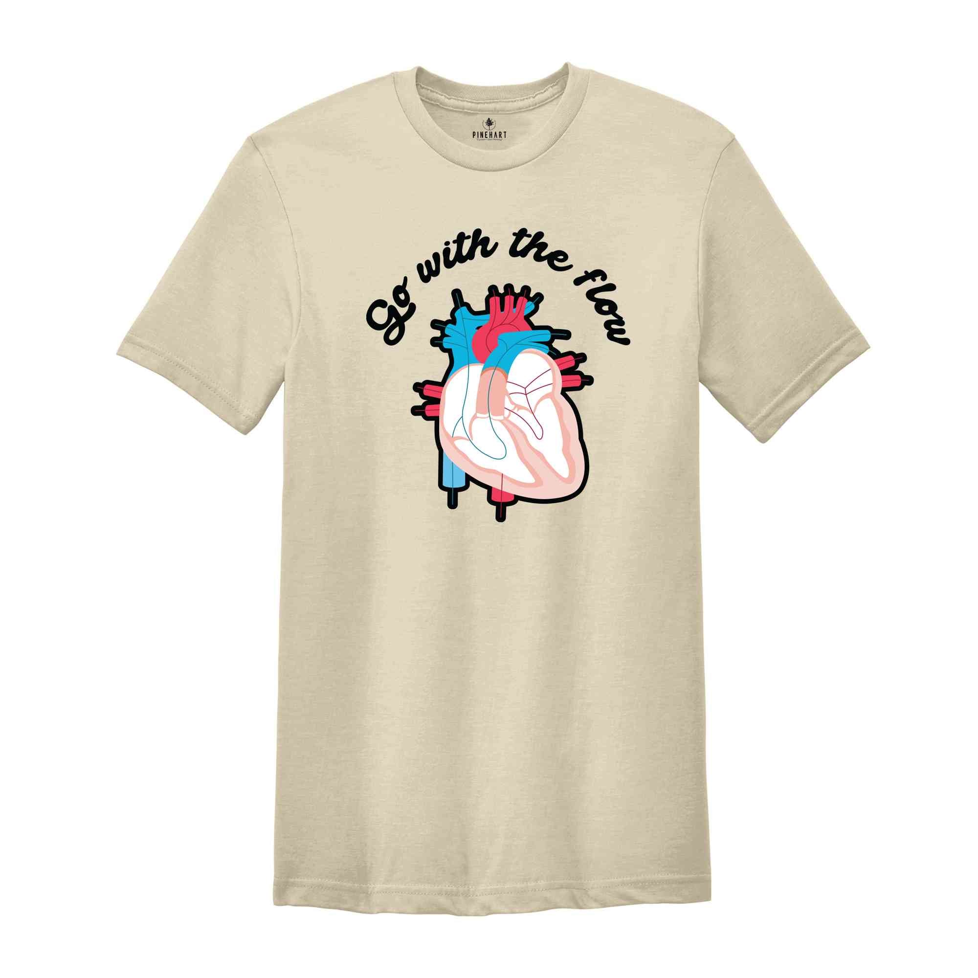 Go With The Flow Heart Shirt, CVICU Cardiac Nurse Shirt, Heart Flow Anatomy Shirt, CVICU Nurse Shirt, Cardiology Shirt, Cardiac Nurse Shirt