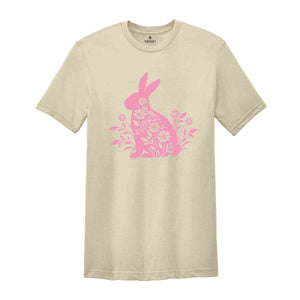 Easter Shirt, Pink Floral Bunny T-Shirt, Floral Bunny Shirt, Happy Easter T-Shirt, Easter Day T-Shirt, Easter Gifts