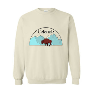 Colorado State Sweatshirt, Trendy State Sweatshirt, Colorado Mountain Sweatshirt, Mountain Sweatshirt, Buffalo Sweatshirt, Holiday Hoodie