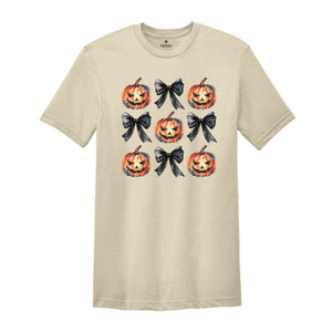 Halloween Coquette Shirt, Halloween Bow Shirt, Pumpkins And Bows Tee, Coquette Pumpkin Shirt, Halloween Gifts, Trick Or Treat Shirt