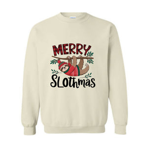 Merry Slothmas Sweatshirt, Trendy Christmas Hoodie, Funny Christmas Sweater, Sloth Lover Gift, Sloth Christmas Hoodie