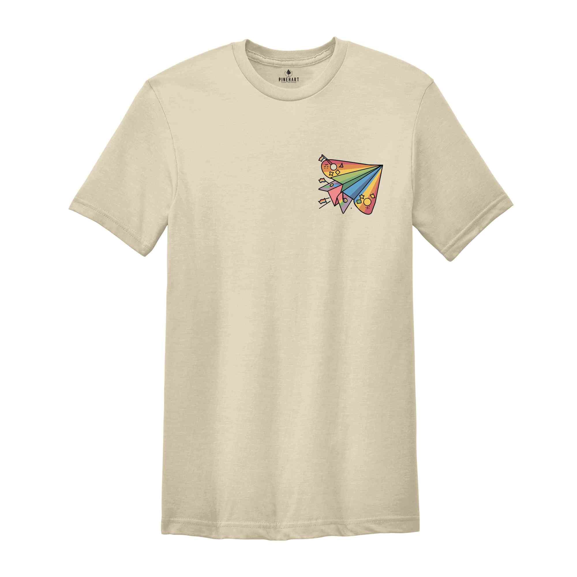 Pocket LGBT Shirt, Pride Paper Plane, LGBT Flag Shirt, Bisexual Shirt, LGBT Shirt Gift, Lesbian T-Shirt, Gay Pride Shirt