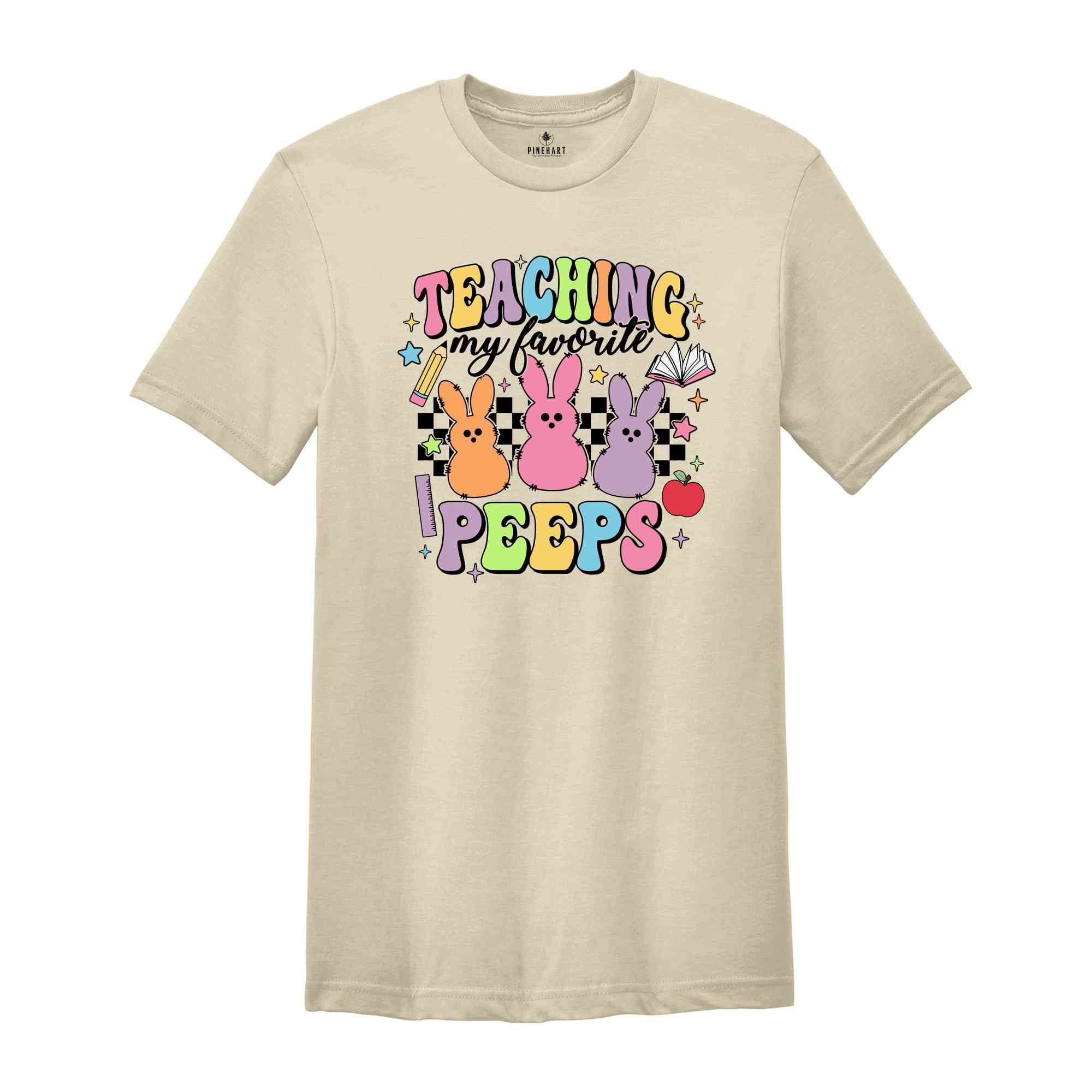 Teaching My Favorite Peeps Shirt, Retro Easter Shirt, Easter Teacher Shirt, Easter Bunny T-Shirt, Peeps Teacher Shirt