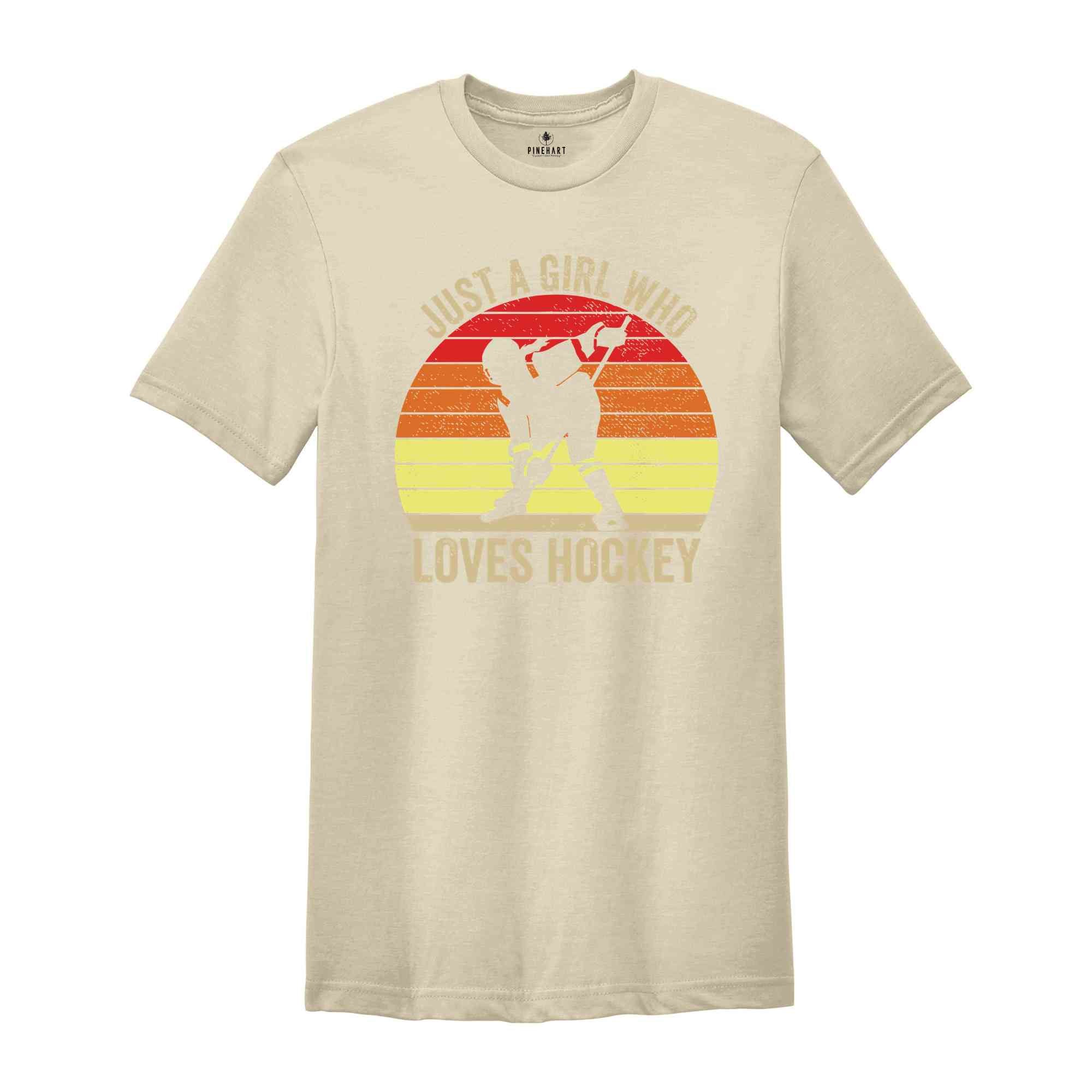 Just A Girl Who Loves Hockey T-Shirt, Minimalist Hockey Player Shirt, Match Day Tee, Gift For Hockey Lover