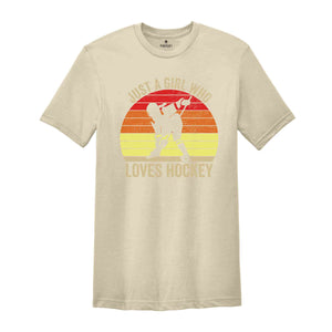 Just A Girl Who Loves Hockey T-Shirt, Minimalist Hockey Player Shirt, Match Day Tee, Gift For Hockey Lover