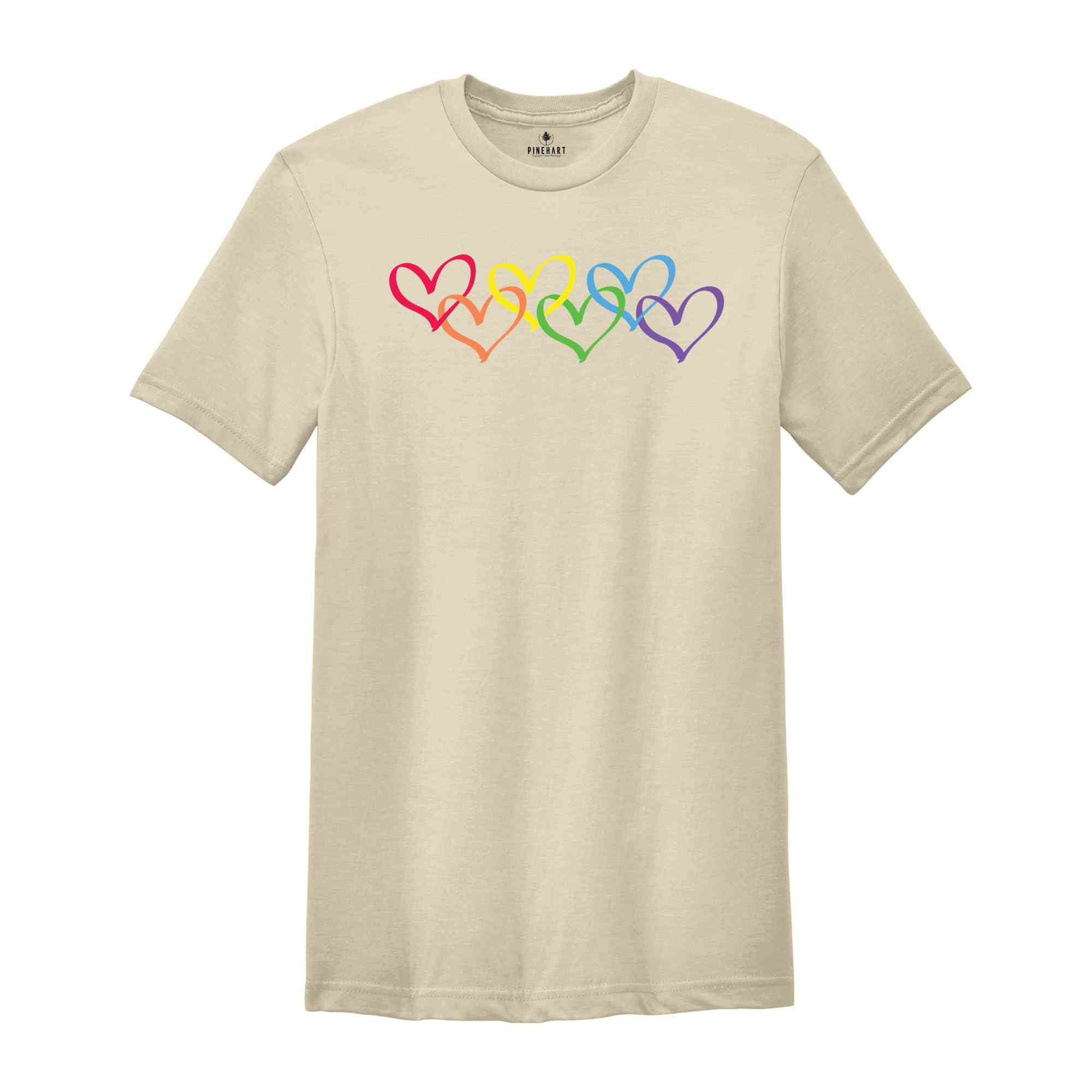 Rainbow Hearts Shirt, Love Is Love Shirt, Rainbow Shirt, Hearts Shirt, Pride Rainbow Shirt, Pride Heart Shirt, LGBT Shirt, Gay Shirt