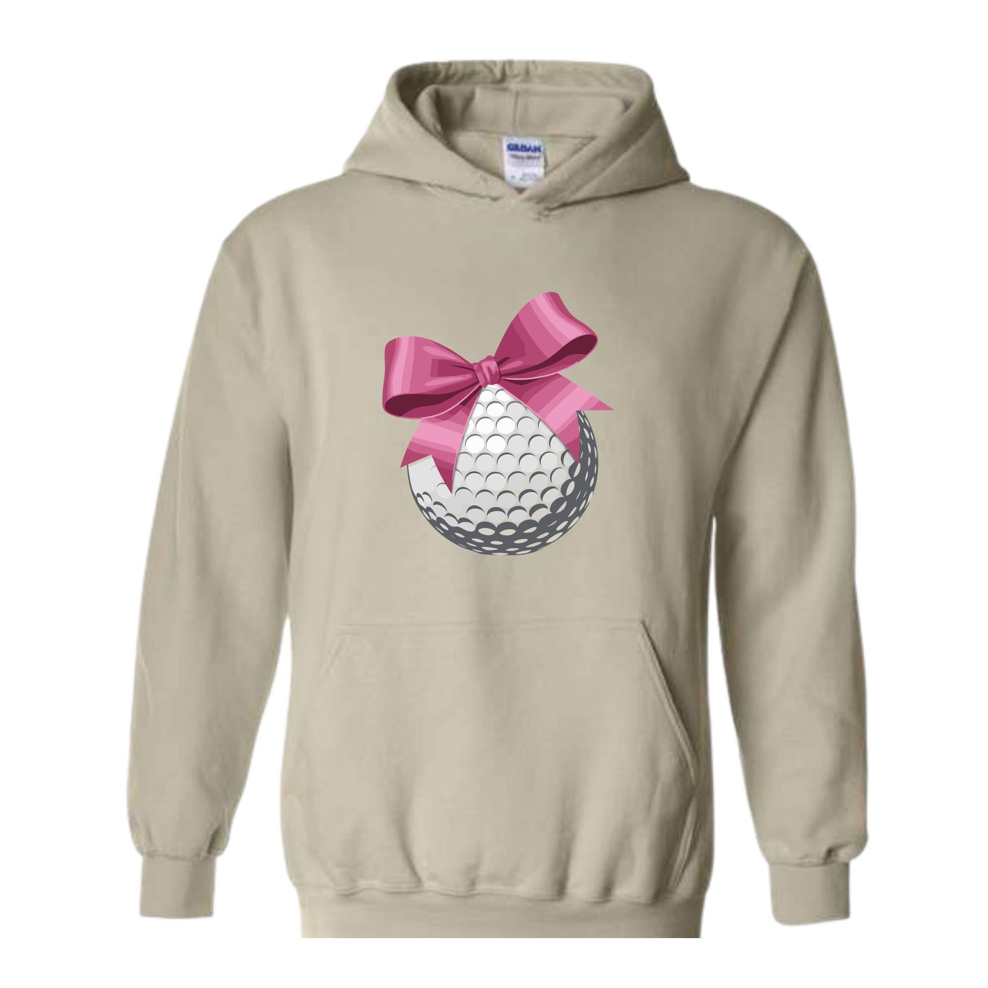 Golf Ball and Bow Sweatshirt, Golfer Mom Hoodie, Coquette Hoodie, Pink Girly Hoodie, Cute Mom Hoodie, Golf Hoodie, Dad Hoodie