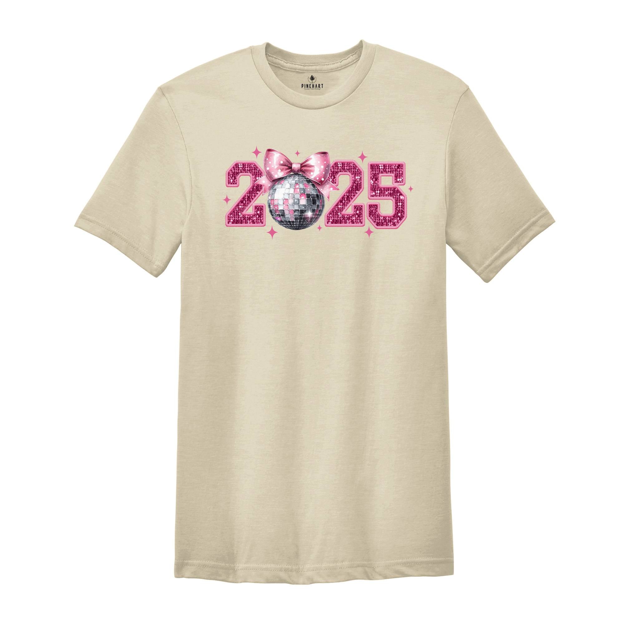 2025 New Years Shirt, Disco Ball T-Shirt, Disco Bow Shirt, Happy New Year 2025 Shirt, Happy New Year Tee