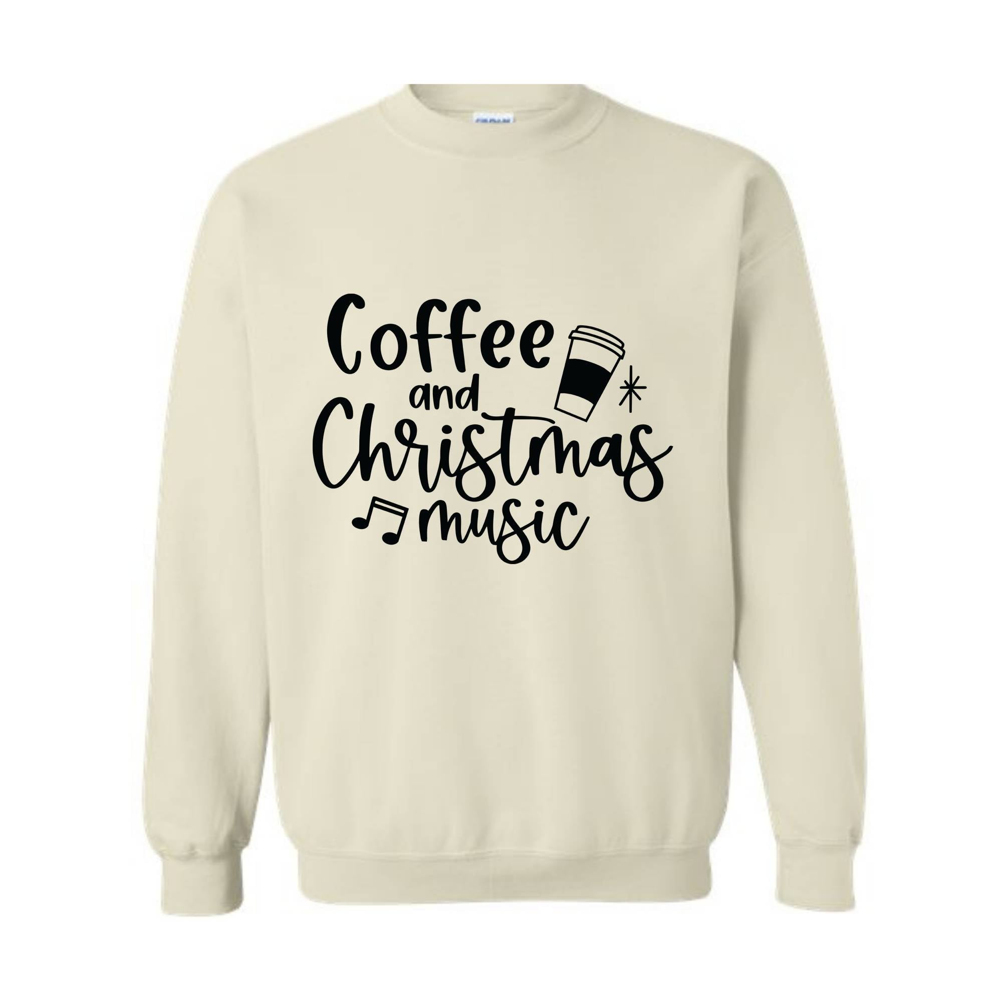 Coffee and Christmas Music Sweatshirt, Coffee and Christmas Gift, Christmas Music Hoodie, Christmas Outfit, Xmas Party Costume