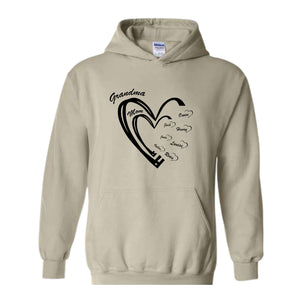 Custom Grandma Heart Sweatshirt, First Time Grandma Sweatshirt, kids Names Hoodie, Godmerch Sweatshirt, Mother's Day Hoodie