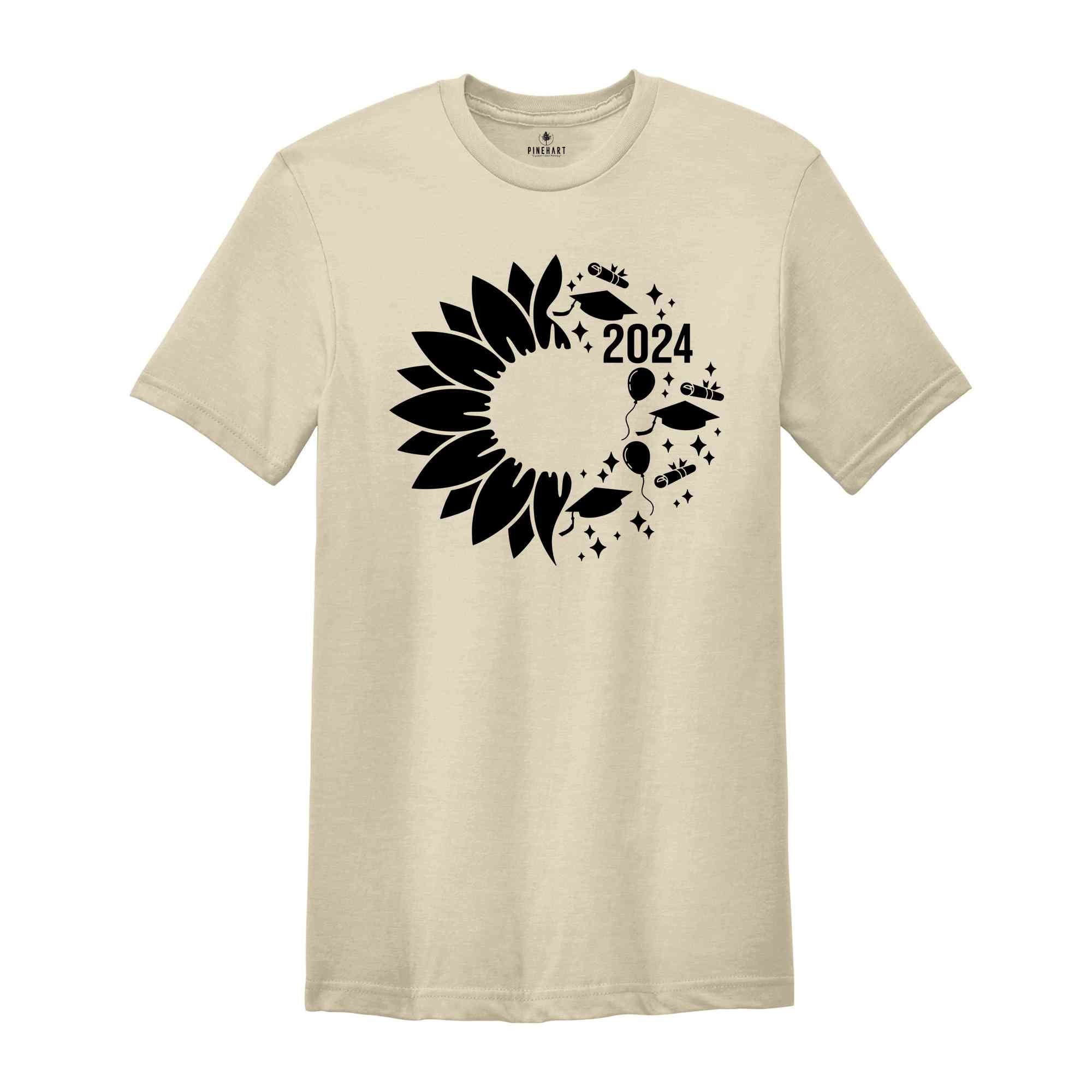 Senior 2024 Sunflower T-Shirt, Graduation 2024 Shirt, Graduation Gift, Class of Shirts 2024, Grad Of 2024 Tee, Last Day of School