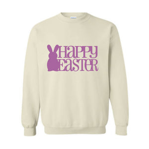 Happy Easter Sweatshirt, Rabbit Sweatshirt, Easter Sweater, Spring Sweatshirt, Easter Gift, Happy Rabbit Sweater